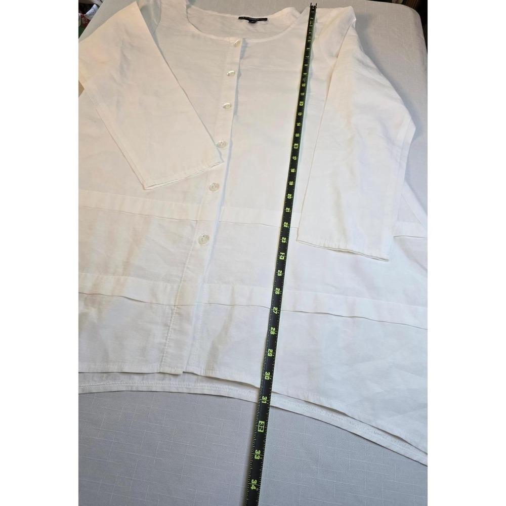 FH Clothing Co White Button Down Tunic Top Long Sleeve Coastal Old Money Small - Picture 6 of 8